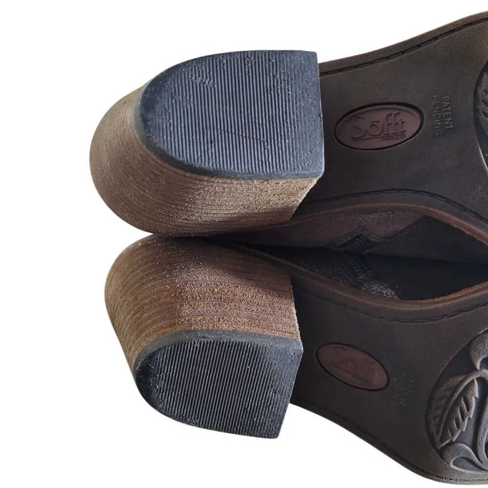 Sofft Tilton Heeled‎ Booties Women's Size 8 Brown Espresso Suede Metallic Casual